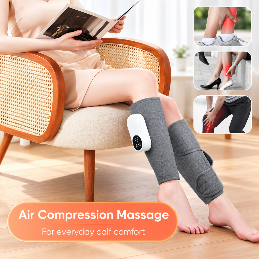 Air compression leg massager for everyday calf comfort